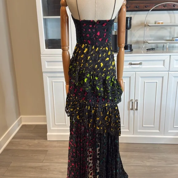 Alice + Olivia Pink and Red Embellished Tiered Maxi Dress - Picture 12 of 12